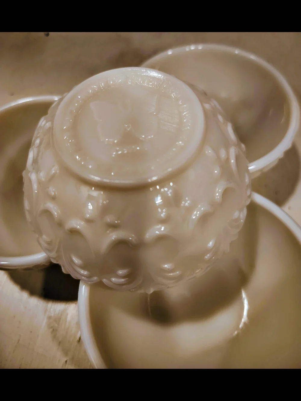 White Embossed Ceramic Serving Bowls - Set of 4